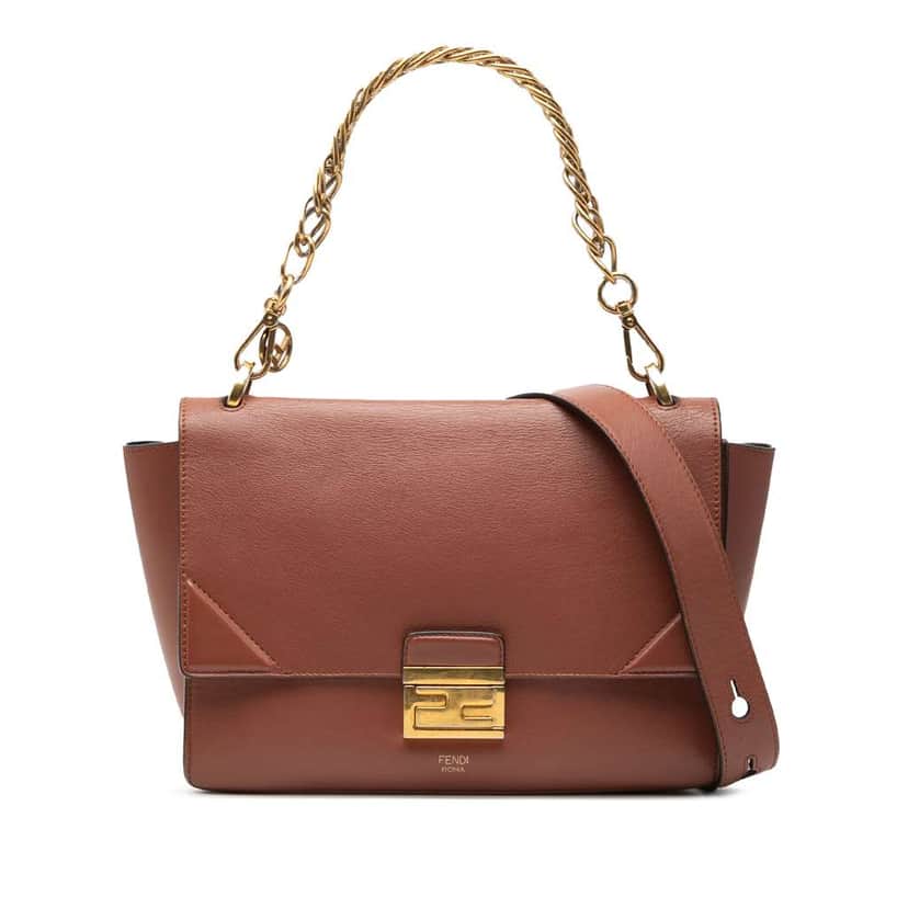 Fendi Calfskin Kan U Satchel Brown Leather Very good condition - Front View