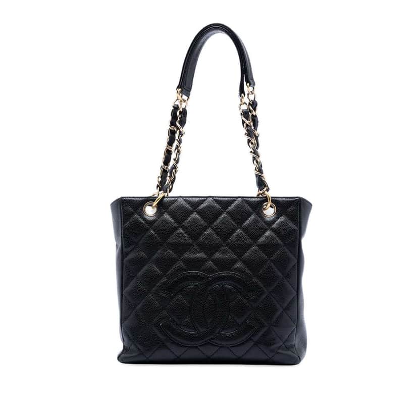 Chanel Caviar Petite Shopping Tote Black Leather Very good condition - Front View