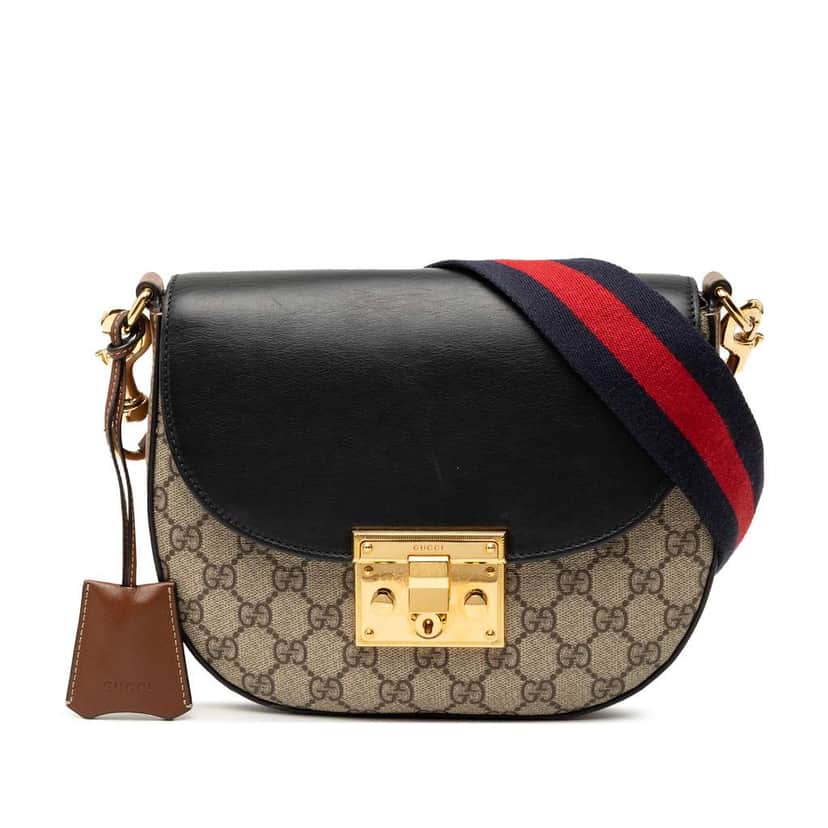 Gucci GG Supreme Web Padlock Crossbody Brown Canvas Good condition - Front View