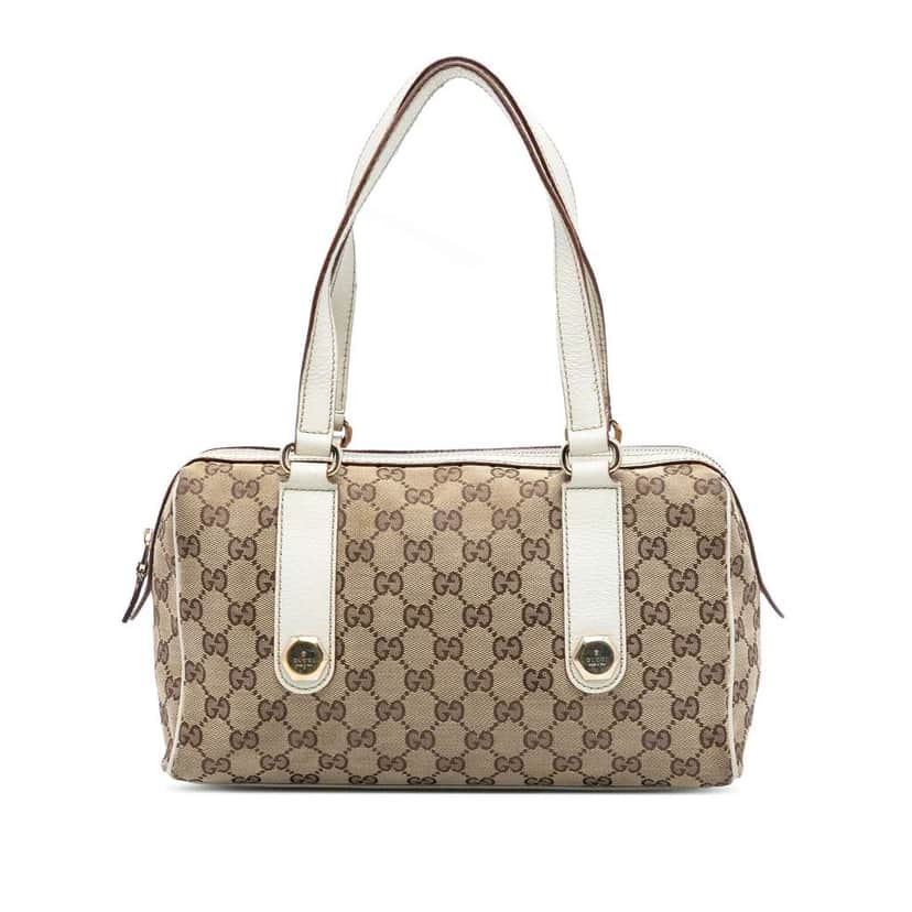 Gucci GG Canvas Charmy Boston Bag Brown Canvas Good condition - Front View