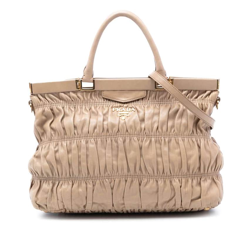 Prada Nappa Gaufre Satchel Brown Leather Very good condition - Front View