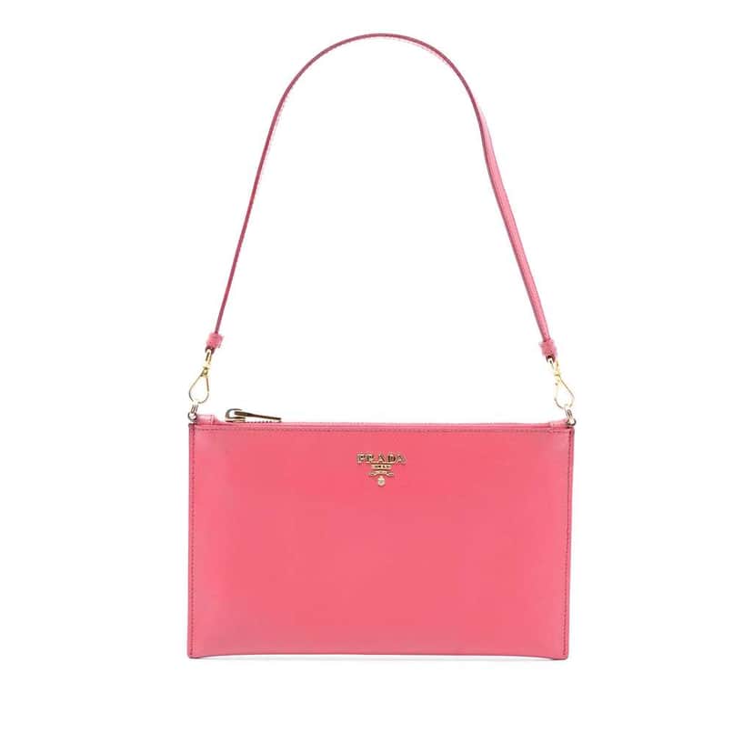 Prada Saffiano Shoulder Bag Pink Leather Very good condition - Front View