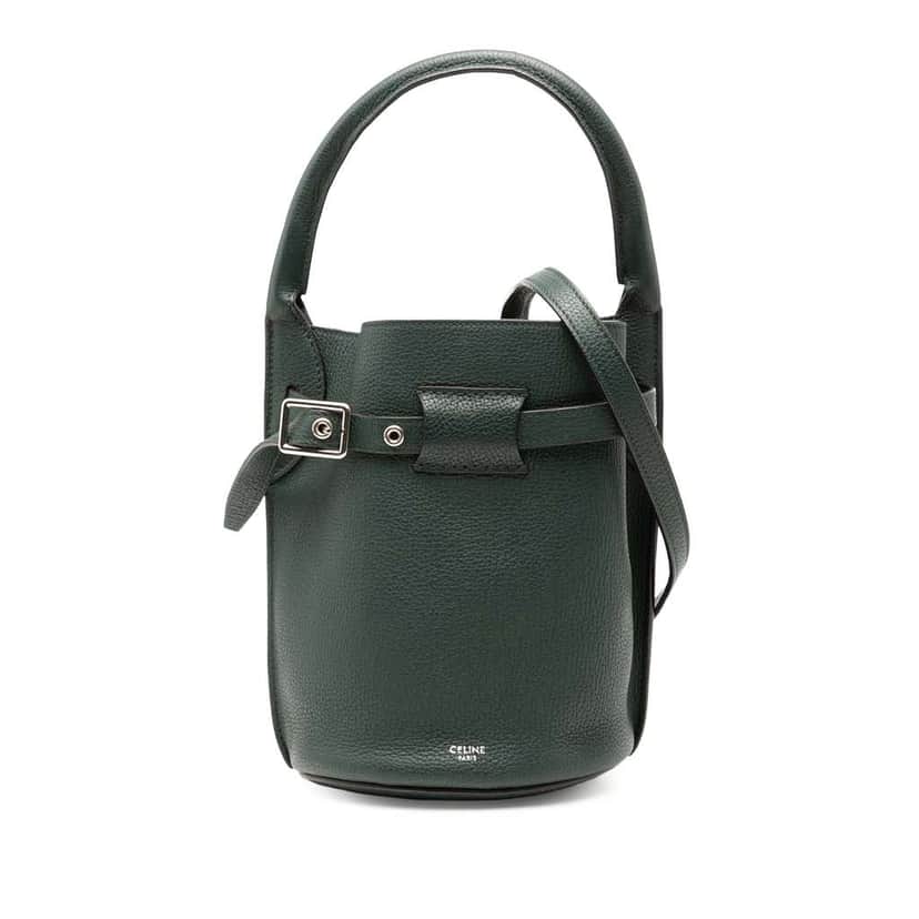 Celine Nano Leather Big Bucket Bag Green Leather Very good condition - Front View