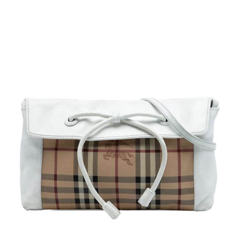 Burberry Haymarket Check Coated Canvas Leah Crossbody Brown Canvas Good condition - Front View