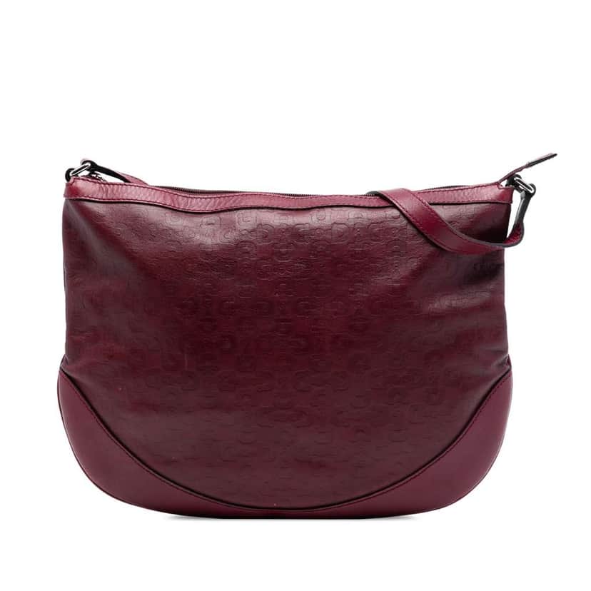 Gucci Embossed Leather Horsebit Crossbody Red Leather Very good condition - Front View