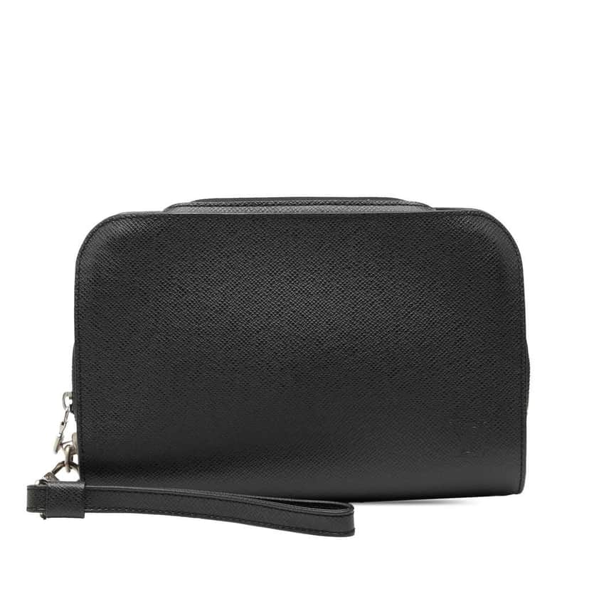 Louis Vuitton Taiga Pochette Baikal Black Leather Good condition - Front View