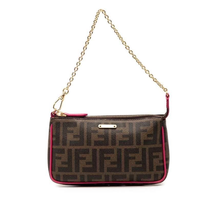 Fendi Zucca Spalmati Chain Pochette Brown Canvas Good condition - Front View