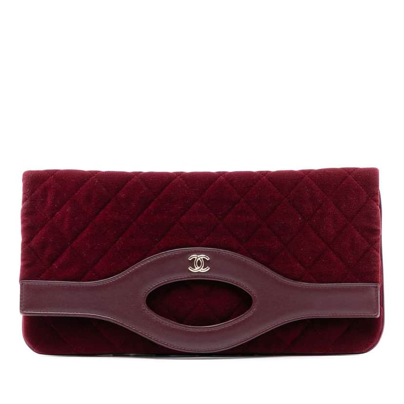Chanel Quilted Velvet 31 Clutch Red Velvet Good condition - Front View