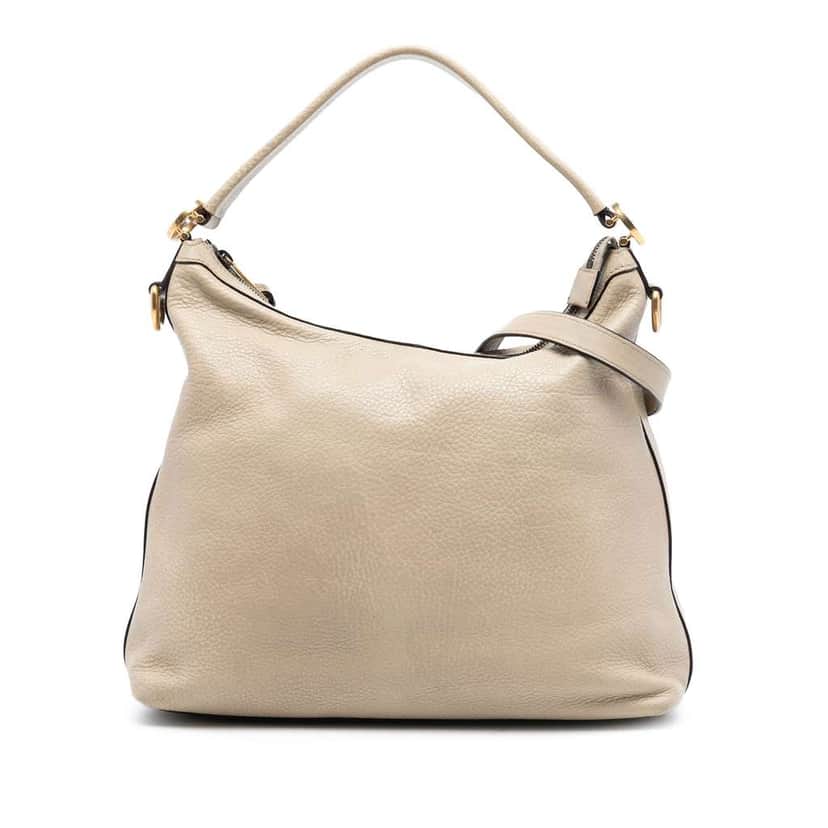 Gucci Small Grained Calfskin Miss GG Hobo Brown Leather Very good condition - Front View
