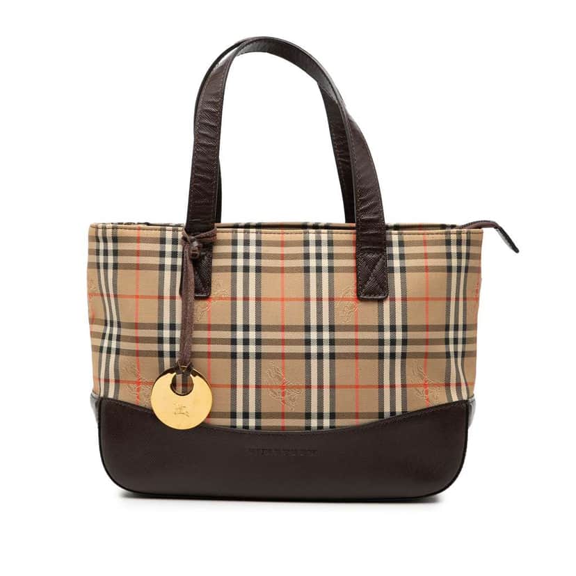 Burberry Haymarket Check Canvas Tote Brown Canvas Good condition - Front View