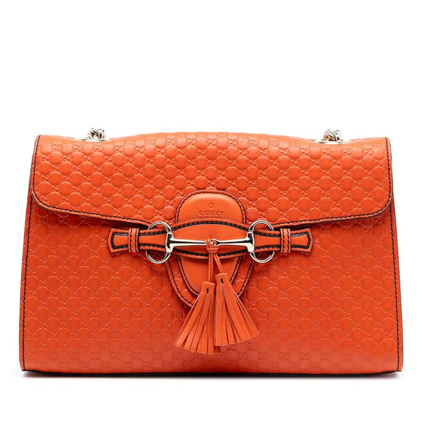 Gucci Medium Microguccissima Emily Shoulder Bag Orange Leather Good condition - Front View