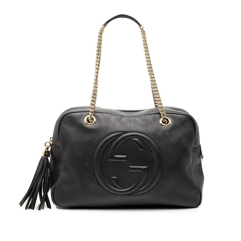 Gucci Leather Soho Chain Shoulder Bag Black Leather Good condition - Front View