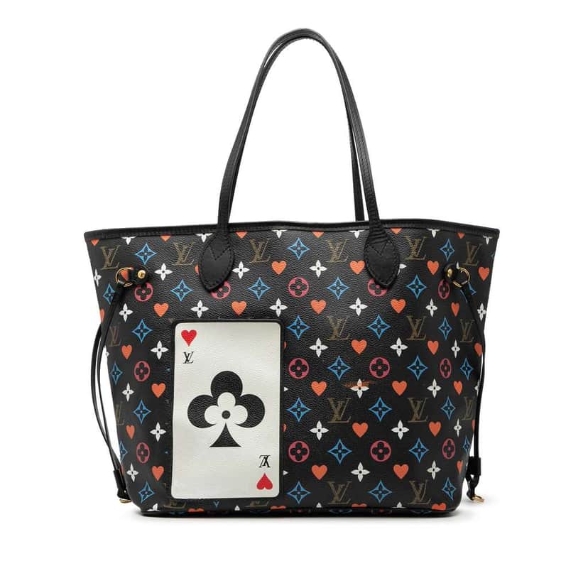 Louis Vuitton Monogram Game On Neverfull MM Black Canvas Very good condition - Front View