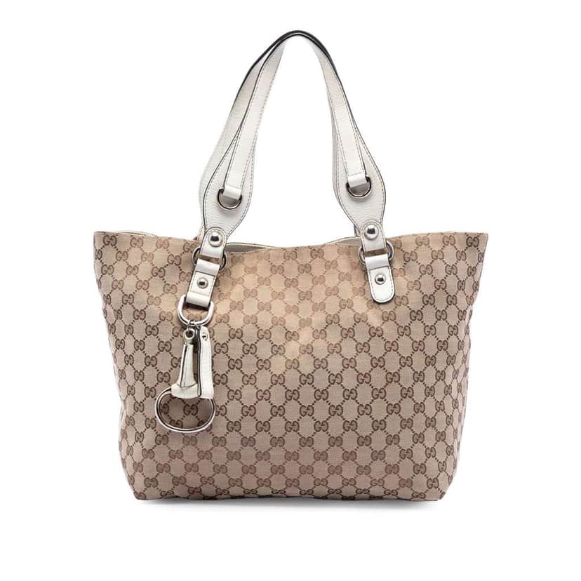 Gucci Medium GG Canvas Icon Bit Tote Brown Canvas Good condition - Front View