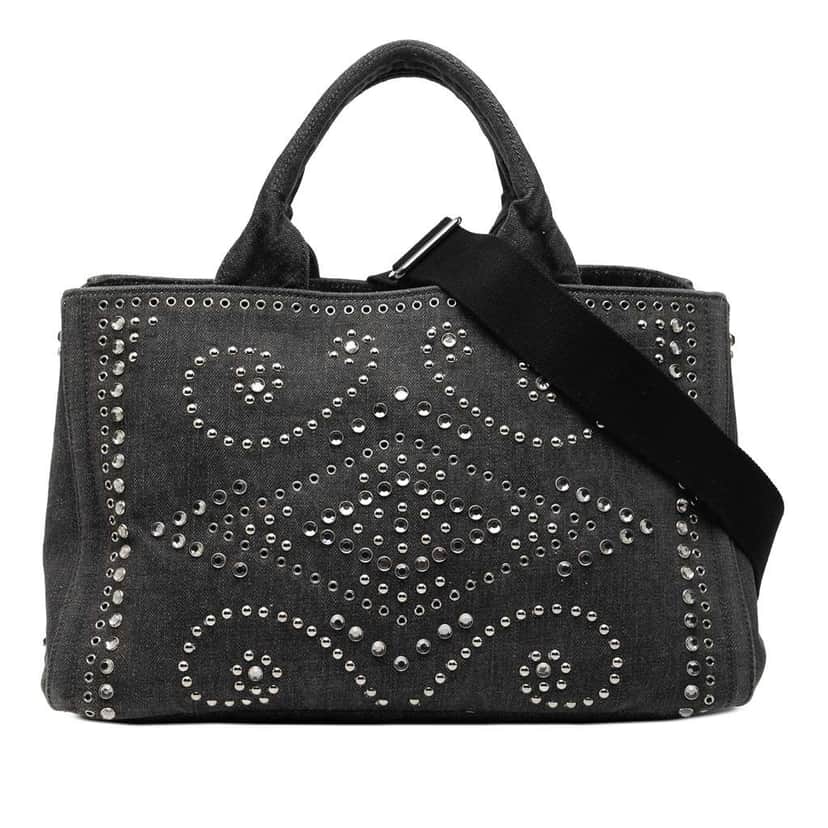 Prada Denim Canapa Bijoux Satchel Black Denim Very good condition - Front View