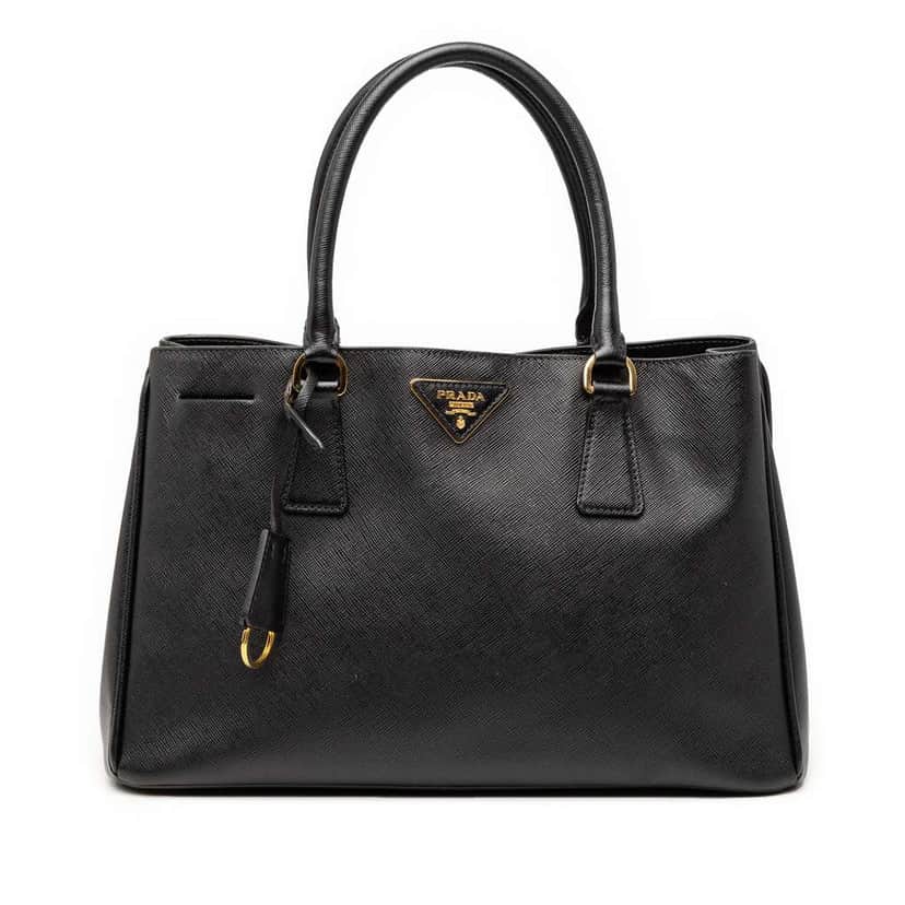 Prada Small Saffiano Lux Galleria Satchel Black Leather Good condition - Front View