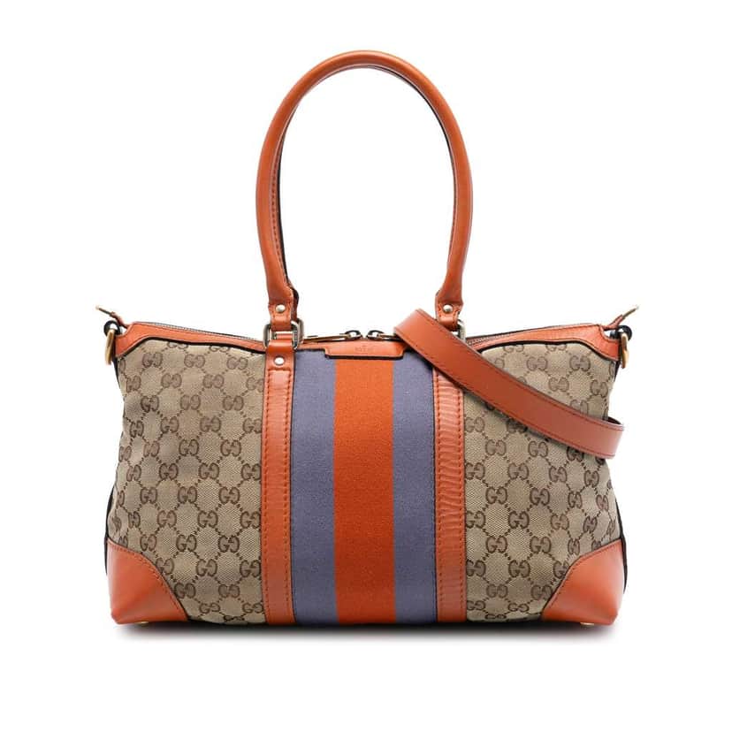 Gucci GG Canvas Web Satchel Brown Canvas Very good condition - Front View