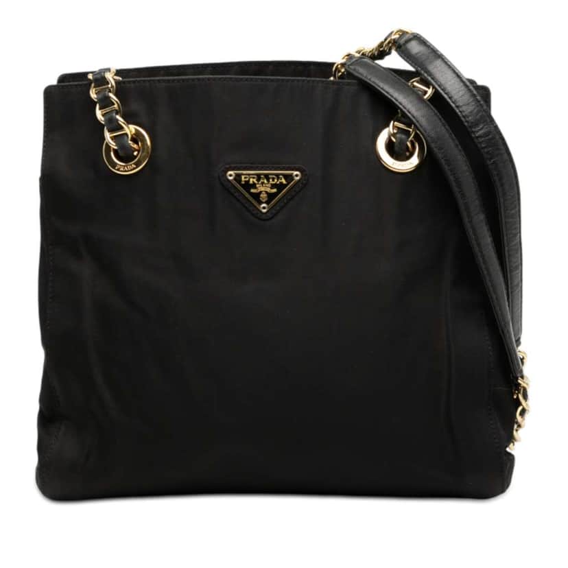 Prada Tessuto Catena Chain Tote Black Good condition - Front View