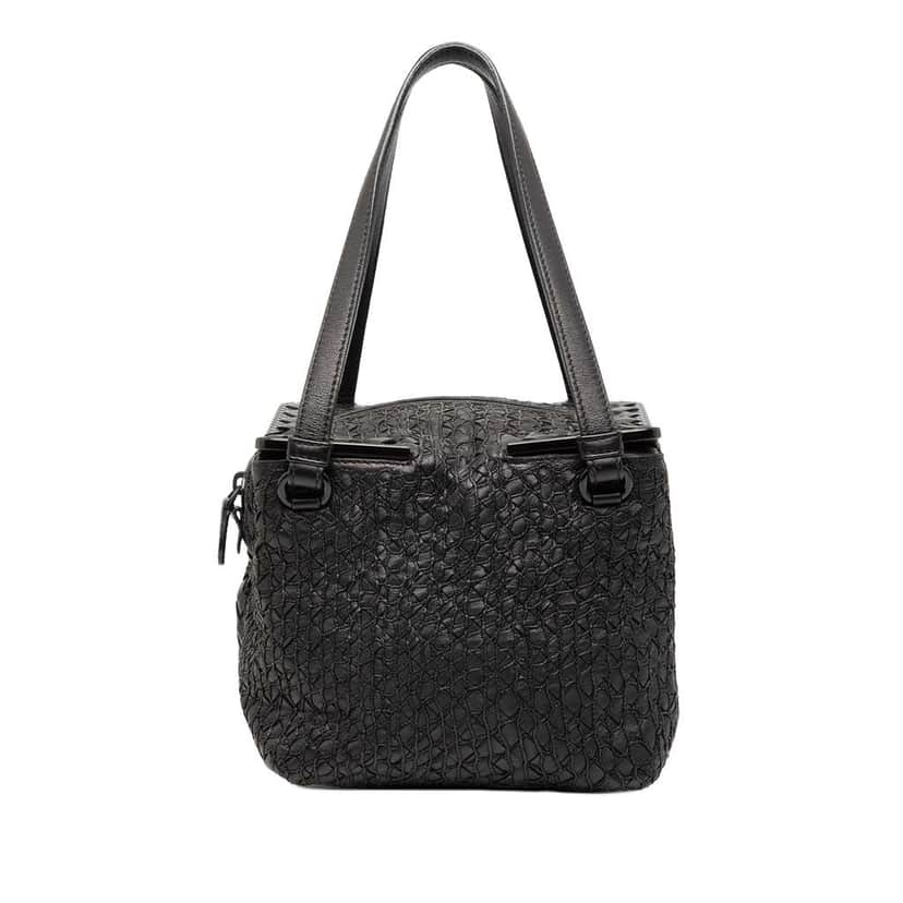 Bottega Veneta Nappa Intrecciato Square Handbag Black Leather Very good condition - Front View
