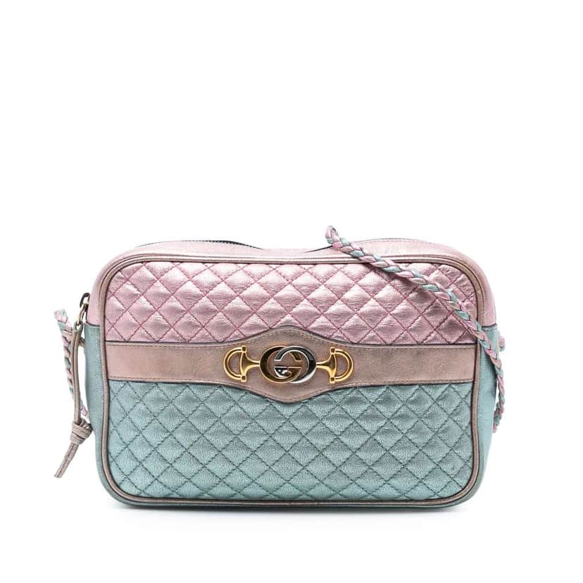 Gucci Laminated Nappa Trapuntata Crossbody Blue Leather Good condition - Front View