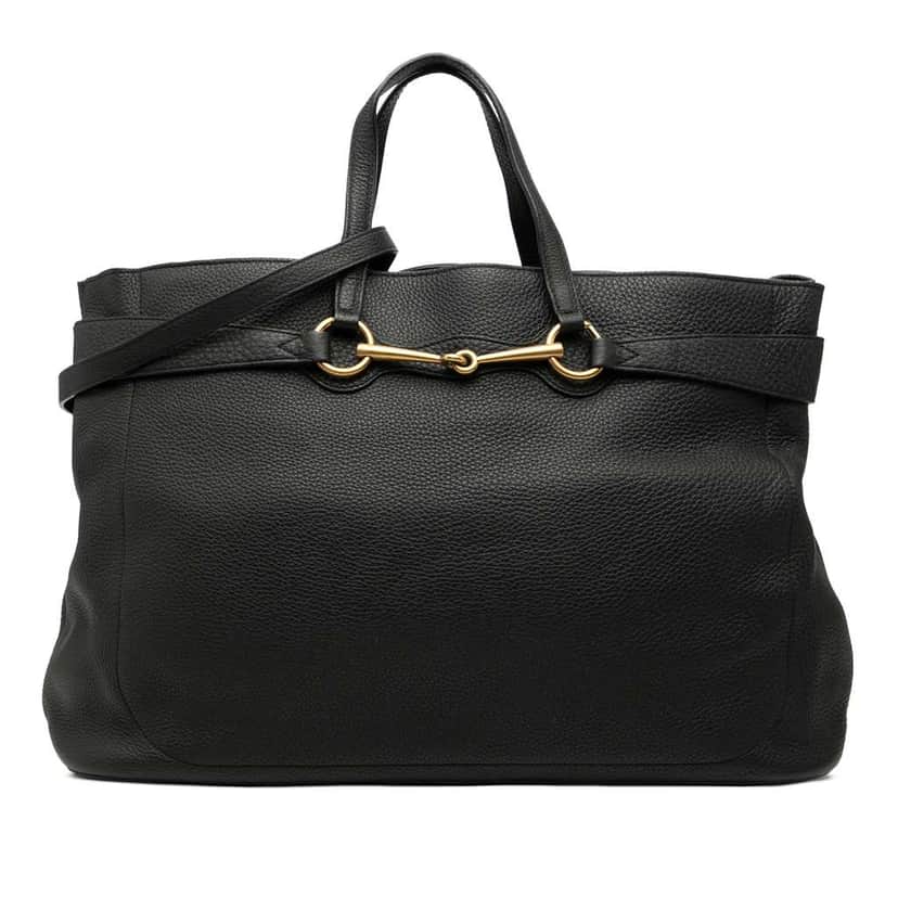 Gucci Large Leather Bright Bit Satchel Black Leather Good condition - Front View