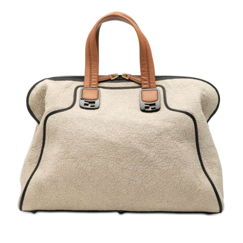 Fendi Large Canvas Chameleon Satchel Brown Canvas Very good condition - Front View