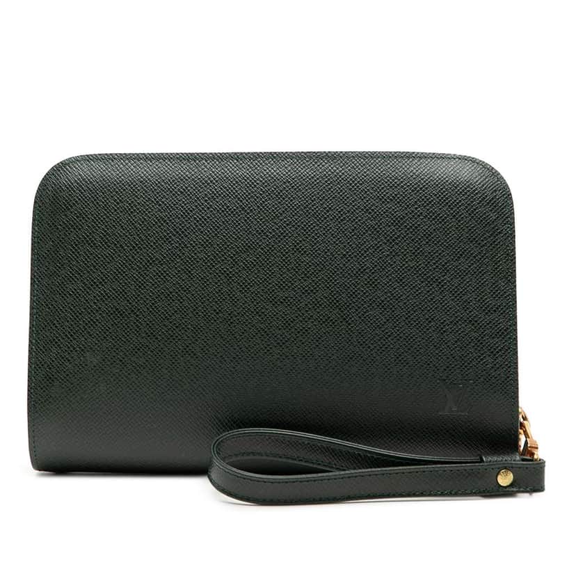 Louis Vuitton Taiga Pochette Baikal Green Leather Good condition - Front View