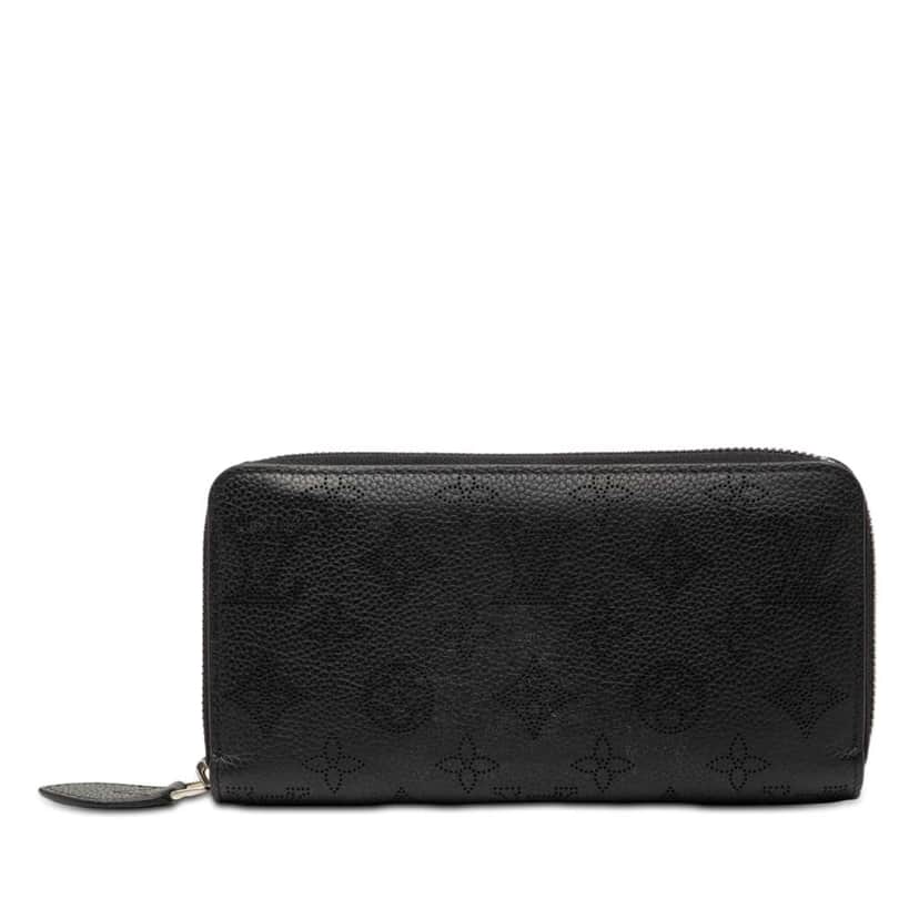 Louis Vuitton Monogram Mahina Zippy Wallet Black Leather Good condition - Front View