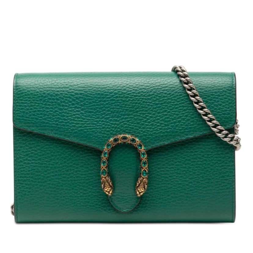 Gucci Leather Dionysus Wallet on Chain Green Leather Very good condition - Front View