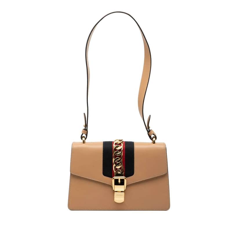 Gucci Small Calfskin Sylvie Satchel Brown Leather Good condition - Front View
