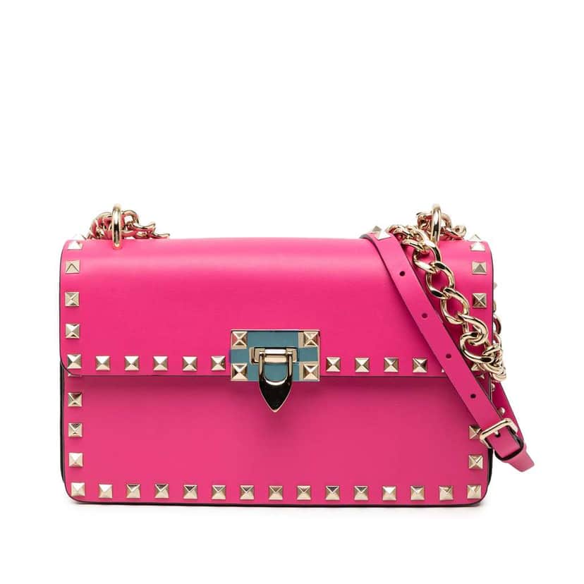 Valentino Smooth Calfskin Rockstud23 Crossbody Pink Leather Good condition - Front View