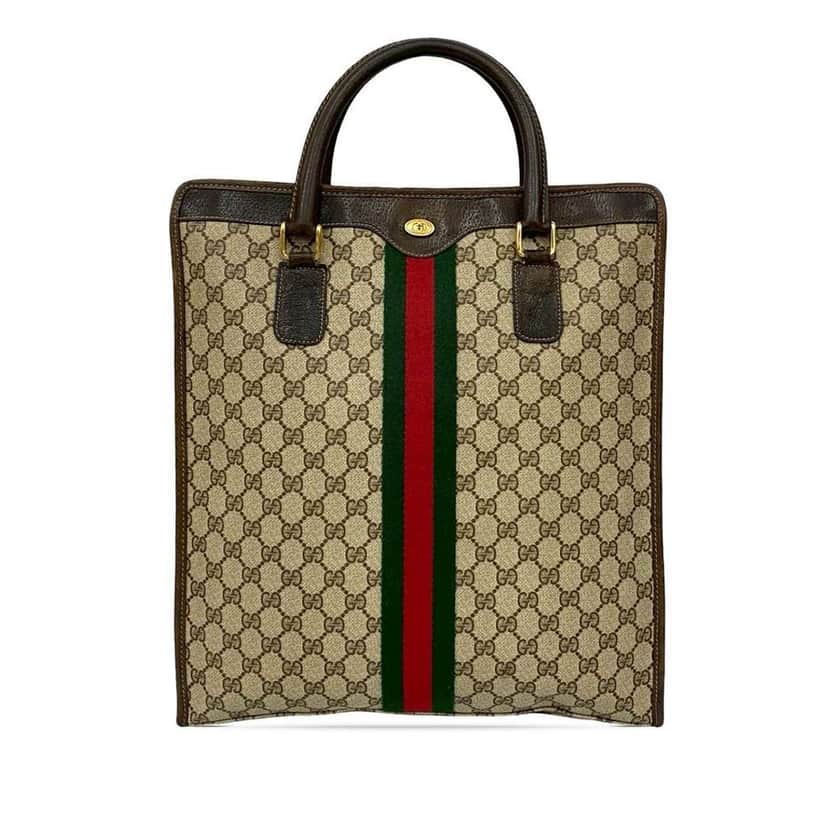 Gucci GG Supreme Web Tote Brown Canvas Good condition - Front View