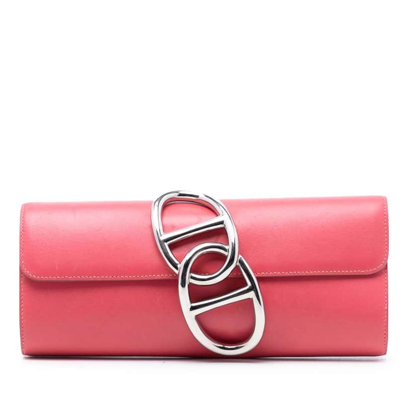 Hermès Tadelakt Egee Clutch Pink Leather Very good condition - Front View
