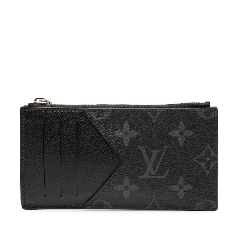 Louis Vuitton Monogram Eclipse Taigarama Coin Card Holder Black Good condition - Front View