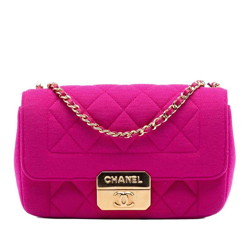 Chanel Mini Quilted Jersey Chic With Me Flap Pink Cotton Good condition - Front View