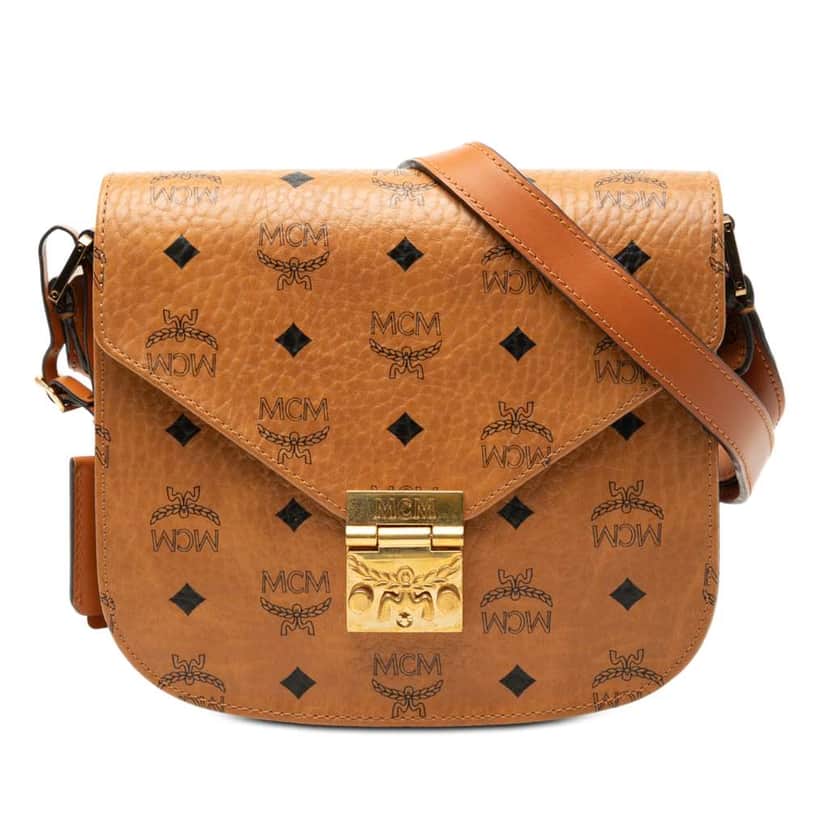 Mcm Small Visetos Coated Canvas Patricia Crossbody Brown Canvas Good condition - Front View