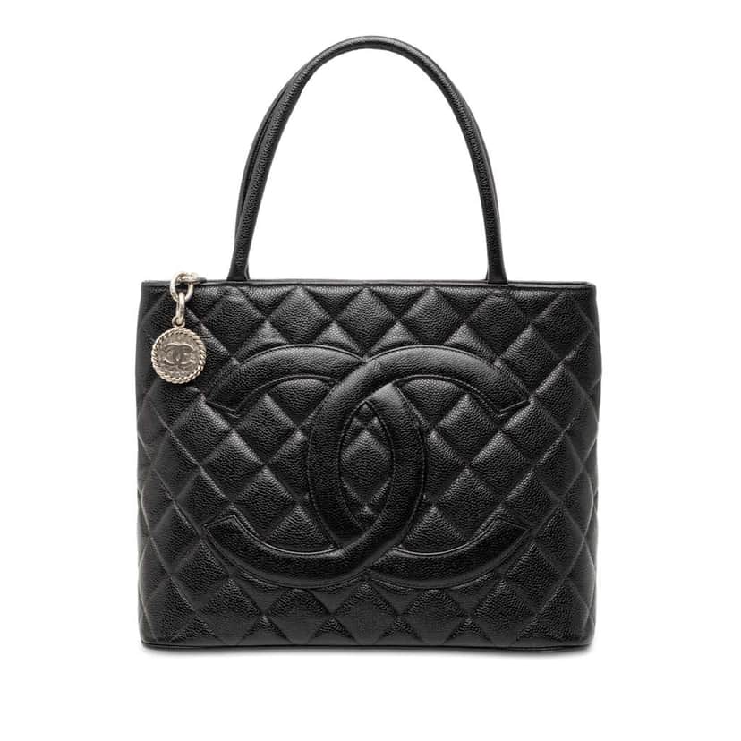Chanel Caviar Medallion Tote Black Leather Good condition - Front View
