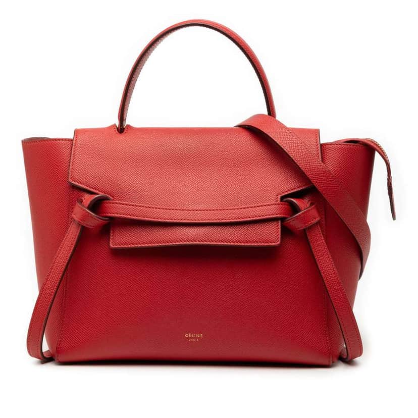Celine Micro Grained Calfskin Belt Bag Red Leather Very good condition - Front View