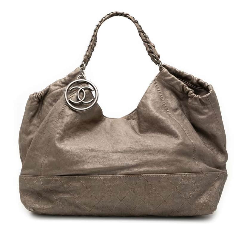 Chanel Baby Metallic Calfskin Coco Cabas Tote Brown Leather Good condition - Front View