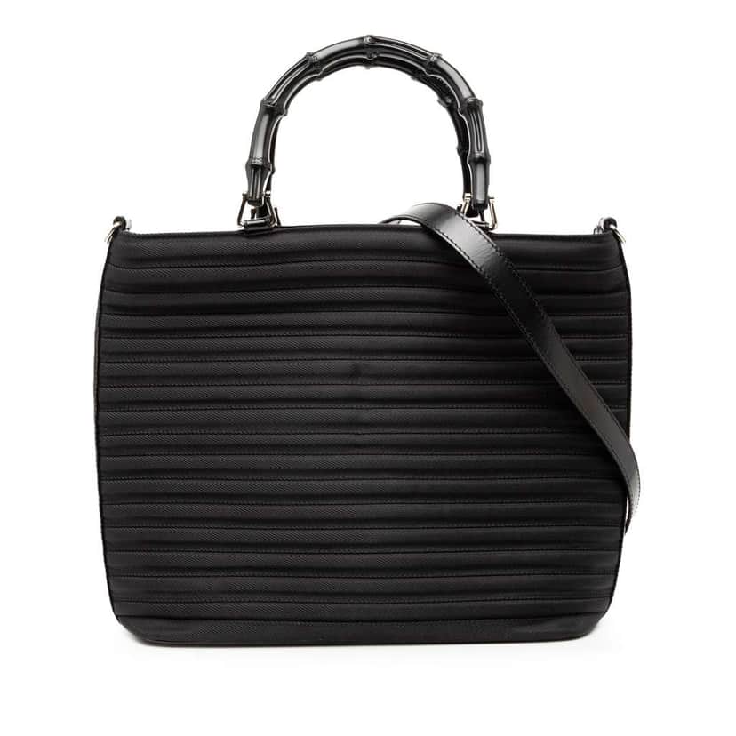 Gucci Nylon Bamboo Satchel Black Very good condition - Front View
