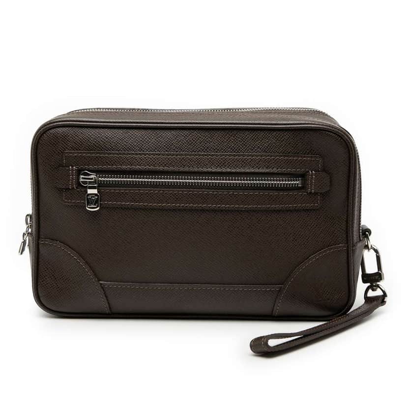 Louis Vuitton Taiga Neo Pavel Clutch Brown Leather Good condition - Front View