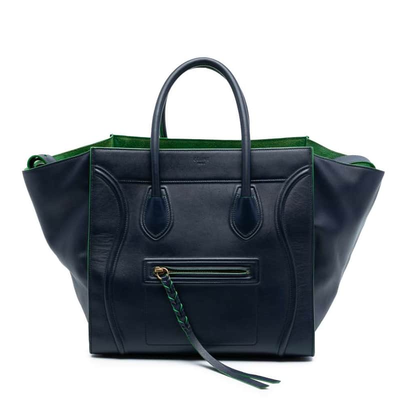 Celine Medium Leather Phantom Luggage Tote Blue Leather Good condition - Front View