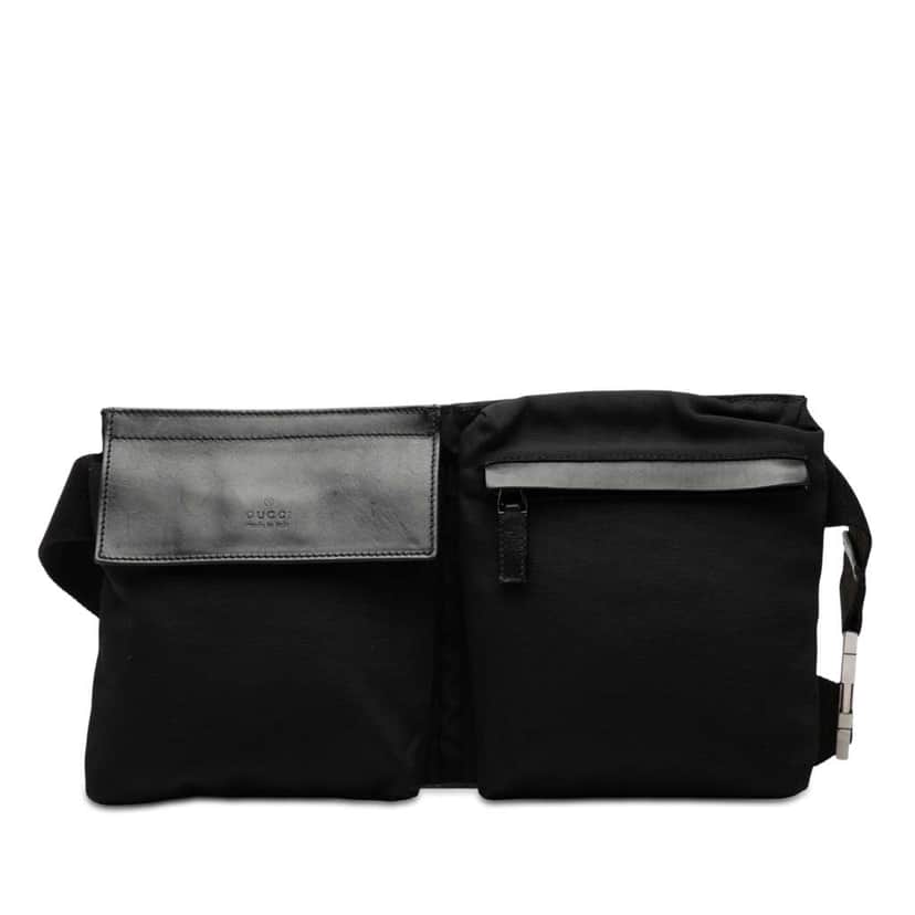Gucci Nylon Double Pocket Belt Bag Black Very good condition - Front View