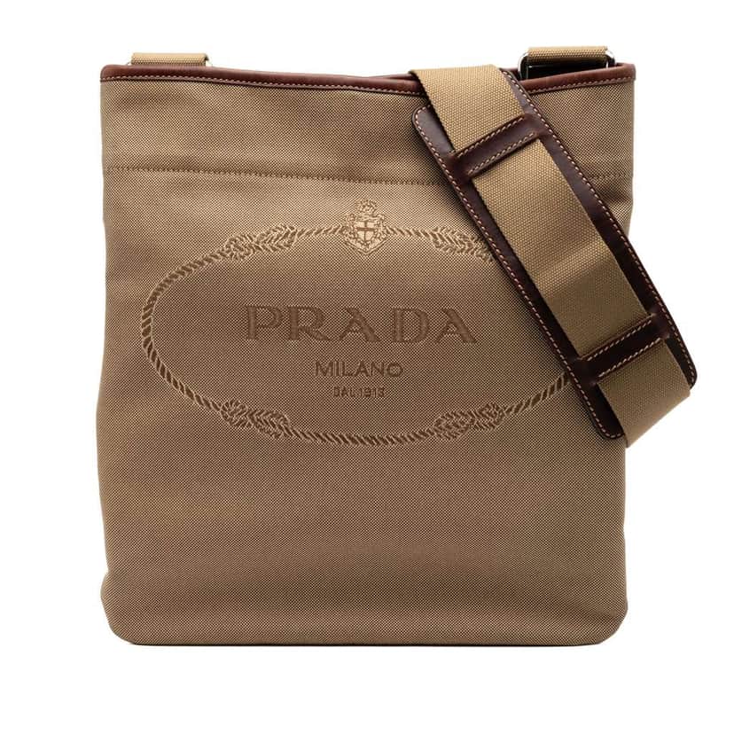 Prada Canvas Canapa Logo Crossbody Brown Canvas Very good condition - Front View