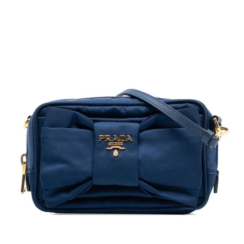 Prada Tessuto Fiocco Camera Bag Blue Very good condition - Front View