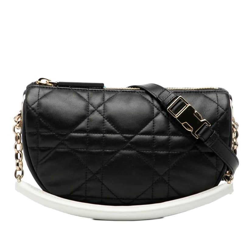 Dior Small Lambskin Cannage Dior Vibe Hobo Black Leather Good condition - Front View