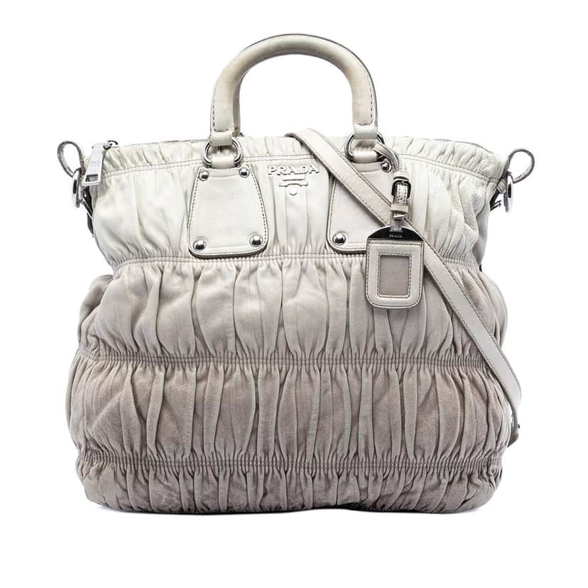 Prada Nappa Gaufre Ombre Satchel Grey Leather Very good condition - Front View