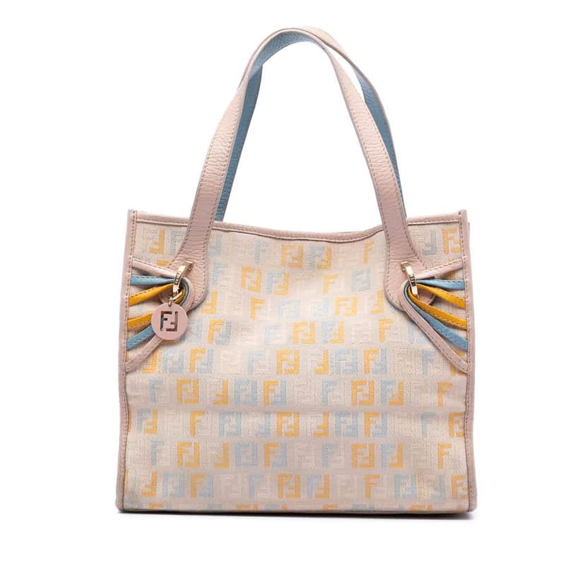 Fendi Small Multicolore Zucchino Tote Brown Canvas Very good condition - Front View