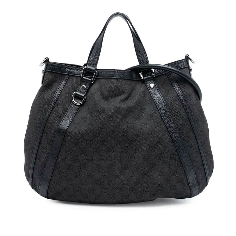 Gucci GG Denim Abbey D Ring Convertible Tote Black Denim Good condition - Front View