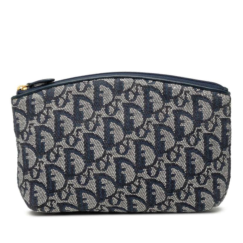 Dior Diorissimo Trotter Canvas Cosmetic Pouch Blue Canvas Very good condition - Front View